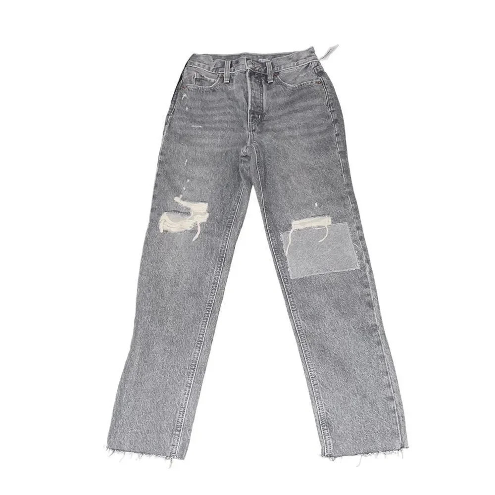 NWT Old Navy Grey Extra High Rise Sky-Hi Straight Secret Slim Pocket Size 00